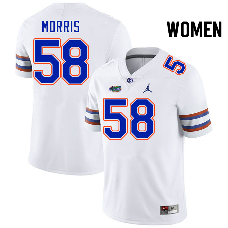 Women #58 Andre Morris Florida Gators College Football Jerseys Stitched-White